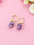 Regalite Imperial Jasper Sea Sediment Jasper Earrings in Gold or Silver, Purple, Natural Gemstone Jewelry, N6361E