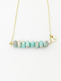 Regalite Imperial Jasper Sea Sediment Jasper Necklace In Gold or Silver, Pale Turquoise Natural Imperial Jasper Gemstone Jewelry, N6362