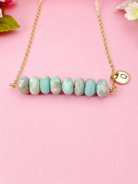 Regalite Imperial Jasper Sea Sediment Jasper Necklace In Gold or Silver, Pale Turquoise Natural Imperial Jasper Gemstone Jewelry, N6362