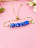 Natural Regalite Imperial Jasper Sea Sediment Jasper Bracelet, Royal Blue, Gold Natural Gemstone Jewelry, N6363B