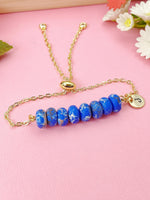 Natural Regalite Imperial Jasper Sea Sediment Jasper Bracelet, Royal Blue, Gold Natural Gemstone Jewelry, N6363B