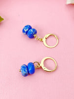 Regalite Imperial Jasper Sea Sediment Jasper Earrings in Gold or Silver, Royal Blue, Natural Gemstone Jewelry, N6363E