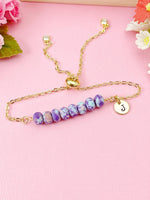 Natural Regalite Imperial Jasper Sea Sediment Jasper Bracelet, Dark Violet, Gold Natural Gemstone Jewelry, N6364B