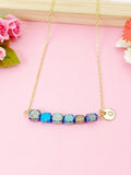 Regalite Imperial Jasper Sea Sediment Jasper Necklace In Gold or Silver, Cuboid, Deep Sky Blue, Natural Imperial Jasper Gemstone, N6367