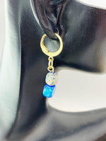 Regalite Imperial Jasper Sea Sediment Jasper Earrings in Gold or Silver, Cuboid, Deep Sky Blue, Natural Gemstone Jewelry, N6367E