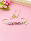 Natural Regalite Imperial Jasper Sea Sediment Jasper Bracelet, Cuboid, Purple, Gold Natural Gemstone Jewelry, N6368B