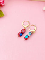 Regalite Imperial Jasper Sea Sediment Jasper Earrings in Gold or Silver, Cuboid, Purple, Natural Gemstone Jewelry, N6368E