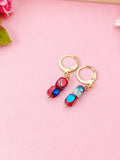 Regalite Imperial Jasper Sea Sediment Jasper Earrings in Gold or Silver, Cuboid, Purple, Natural Gemstone Jewelry, N6368E