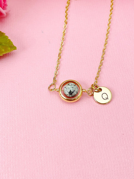 Jasper Necklace in Gold or Silver, Natural African Turquoise(Jasper) Gemstone Jewelry, N6369