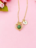 Emerald Heart Necklace in Gold or Silver, Natural Emerald Gemstone Jewelry, N6370