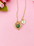 Emerald Heart Necklace in Gold or Silver, Natural Emerald Gemstone Jewelry, N6370