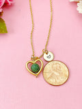 Emerald Heart Necklace in Gold or Silver, Natural Emerald Gemstone Jewelry, N6370