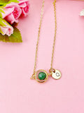 Emerald Necklace in Gold or Silver, Natural Emerald Gemstone Jewelry, N6370A