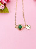 Emerald Necklace in Gold or Silver, Natural Emerald Gemstone Jewelry, N6370A