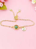 Emerald Bracelet in Gold or Silver, Natural Emerald Gemstone Jewelry, N6370B