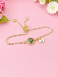 Emerald Bracelet in Gold or Silver, Natural Emerald Gemstone Jewelry, N6370B