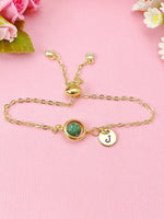 Emerald Bracelet in Gold or Silver, Natural Emerald Gemstone Jewelry, N6370B