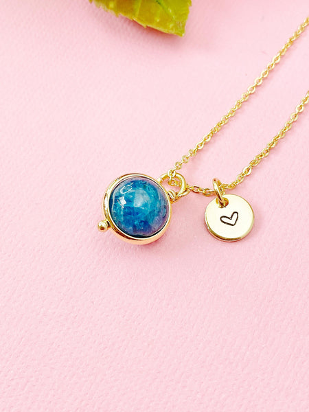 Apatite Heart Necklace in Gold or Silver, Natural Gemstone Jewelry, Birthday Gifts, Personalized Customized Gifts, N6345