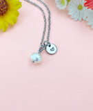 Freshwater Pearl Necklace, Initial Charm, Stainless Steel Cable Chain