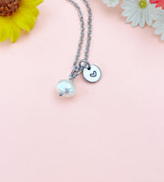Pearl Necklace, Silver White Pearl Necklace, N2110