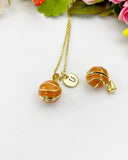 Basketball Locket Charm Necklace with Hidden Heart, Homecoming Proposal, N6462