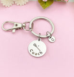 Lacrosse Coach Stick Charm Silver Keychain, D490A