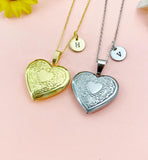 Heart Flower Locket Pendant Necklace – Romantic Keepsake Jewelry, N3842M