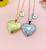 Heart Flower Locket Pendant Necklace – Romantic Keepsake Jewelry, N3842M
