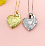 Heart Flower Locket Pendant Necklace – Romantic Keepsake Jewelry, N3842M