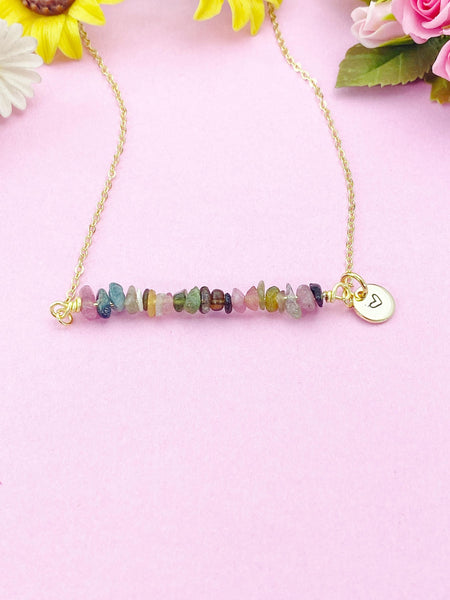 Tourmaline Necklace, Gold Necklace, Natural Tourmaline Gemstone Jewelry, N6123