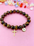 Tiger Eye Bracelet • Natural Stone Beaded Bracelet • Grounding Energy Jewelry, N6380M