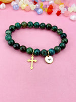 African Turquoise(Jasper) Bracelet in Gold or Silver, Natural African Turquoise(Jasper) Gemstone Jewelry, N6381