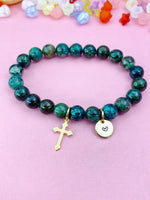 African Turquoise(Jasper) Bracelet in Gold or Silver, Natural African Turquoise(Jasper) Gemstone Jewelry, N6381