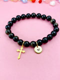 Golden Sheen Obsidian Bracelet in Gold or Silver, Natural Golden Sheen Obsidian Gemstone Jewelry, N6384