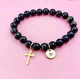 Golden Sheen Obsidian Bracelet in Gold or Silver, Natural Golden Sheen Obsidian Gemstone Jewelry, N6384