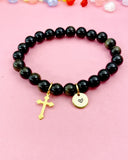 Golden Sheen Obsidian Bracelet in Gold or Silver, Natural Golden Sheen Obsidian Gemstone Jewelry, N6384