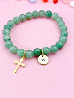 Green Aventurine Bracelet in Gold or Silver, Natural Green Aventurine Gemstone Jewelry, N6385