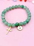 Green Aventurine Bracelet in Gold or Silver, Natural Green Aventurine Gemstone Jewelry, N6385