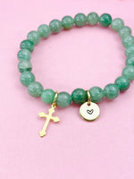 Green Aventurine Bracelet in Gold or Silver, Natural Green Aventurine Gemstone Jewelry, N6385