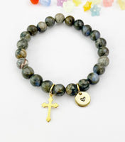 Glaucophane Bracelet in Gold or Silver, Natural Glaucophane Gemstone Jewelry, N6387