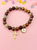 Petrified Wood Bracelet in Gold or Silver, Natural Petrified Wood Gemstone Jewelry, N6389