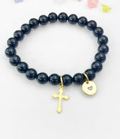 Obsidian Bracelet in Gold or Silver, Natural Obsidian Gemstone Jewelry, N6392