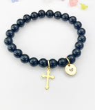 Obsidian Bracelet in Gold or Silver, Natural Obsidian Gemstone Jewelry, N6392