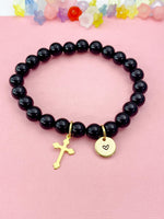 Obsidian Bracelet in Gold or Silver, Natural Obsidian Gemstone Jewelry, N6392