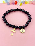 Obsidian Bracelet in Gold or Silver, Natural Obsidian Gemstone Jewelry, N6392