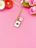 Gold Ace of Clubs Charm Necklace, Ace of Clubs Card Poker Jewelry Gifts, Card Style Option, N6393