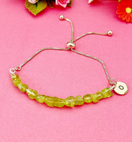 Peridot Bracelet in Rose Gold, August Birthstone Birthday Gift, Natural Gemstone Jewelry Gift, N4897RG