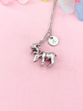 Silver Reindeer Charm Necklace – Holiday Jewelry Gift for Her, N6469