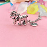Silver Reindeer Charm Necklace – Holiday Jewelry Gift for Her, N6469