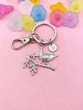 Bird on Tree Branch Charm Keychain – Nature Inspired Accessory for Bird Lovers, N6484